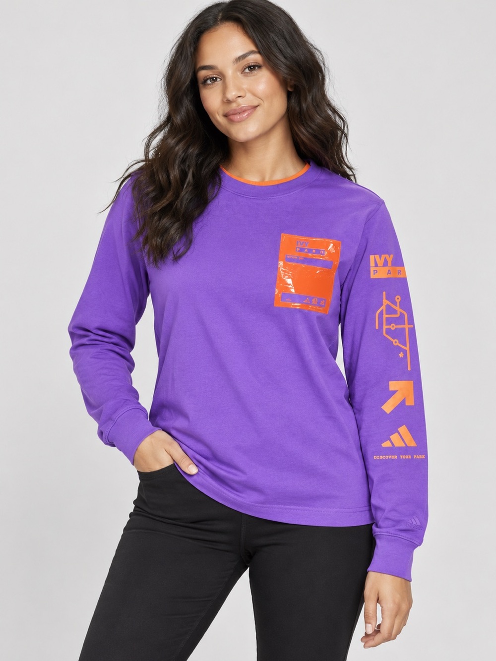 adidas IVY PARK Long Sleeve Graphic Tee Shirt Purple Size Small Beyoncé Rare